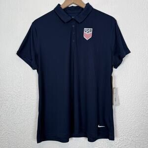 Nike Women's USA Soccer Victory Short Sleeve Polo Shirt Navy Blue NWT Size XL